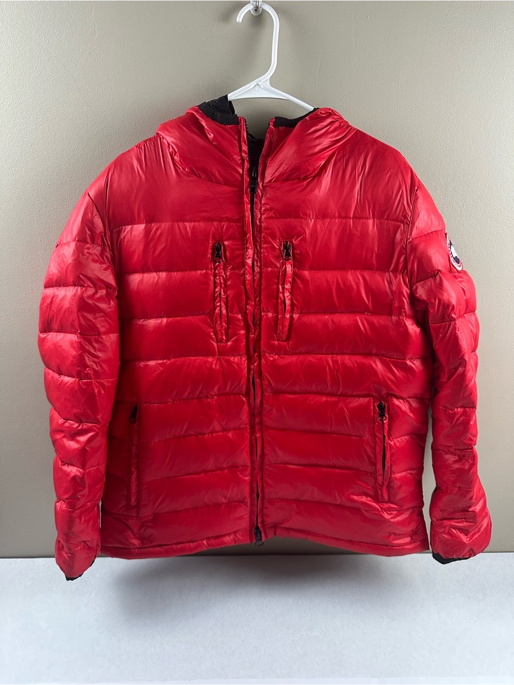 Canada Goose Red Hooded Down Puffer Jacket